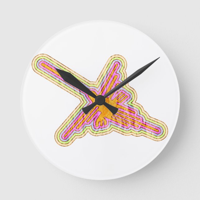 Horloge Ronde Nazca Traite Le Colibri Avec Un Effet De Papier Ri (Recto)