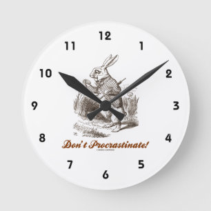 Horloge Ronde Ne procrastinez pas ! White Rabbit Watch Wonderlan