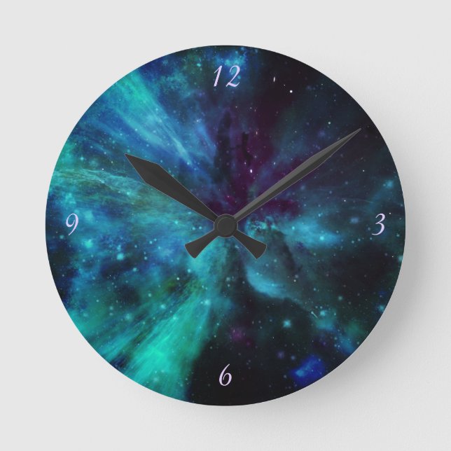 Horloge Ronde Nebula de Turquoise (Recto)