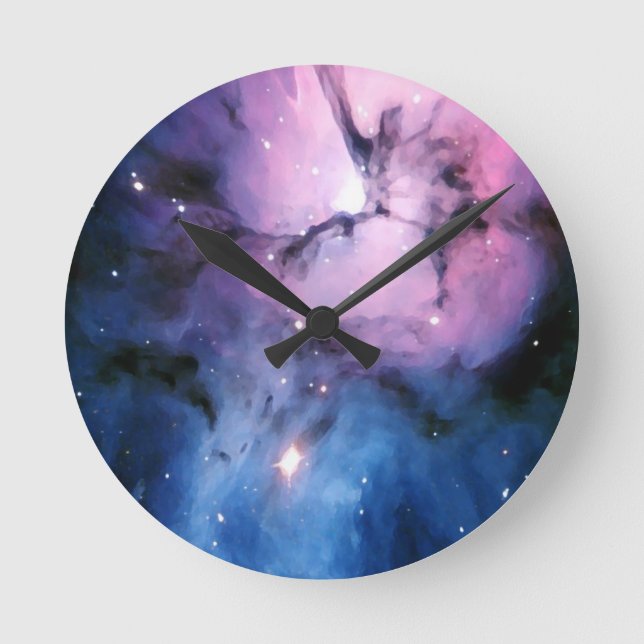 Horloge Ronde Nébuleuse violette et bleue (Recto)
