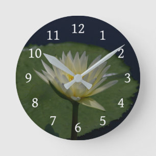 Horloge Ronde Nénuphar blanc Lotus