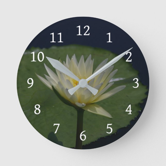 Horloge Ronde Nénuphar blanc Lotus (Recto)