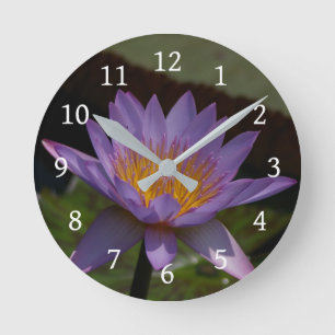 Horloge Ronde Nénuphar de Lotus pourpre