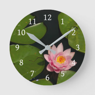 Horloge Ronde Nénuphar rose Lotus