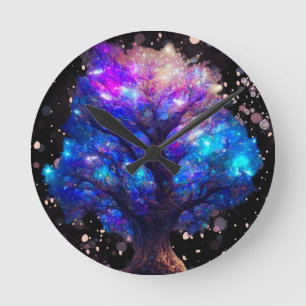 Horloge Ronde neon arbre de vie