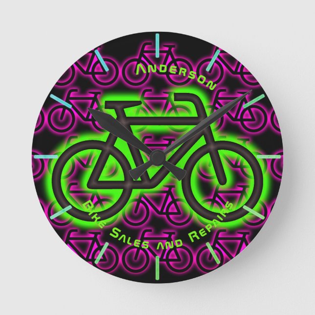 Horloge Ronde Neon BIKE Réparations des magasins Mur personnalis (Recto)