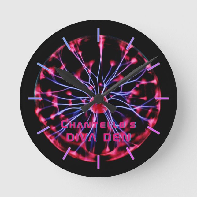 Horloge Ronde NEON DIVA DEN - Balle Plasma personnalisée (Recto)