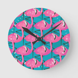 Horloge Ronde Néon Flamingos
