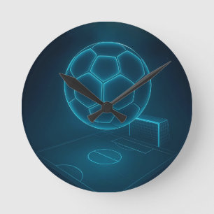 Horloge Ronde Neon Futuristic Soccer Field Art
