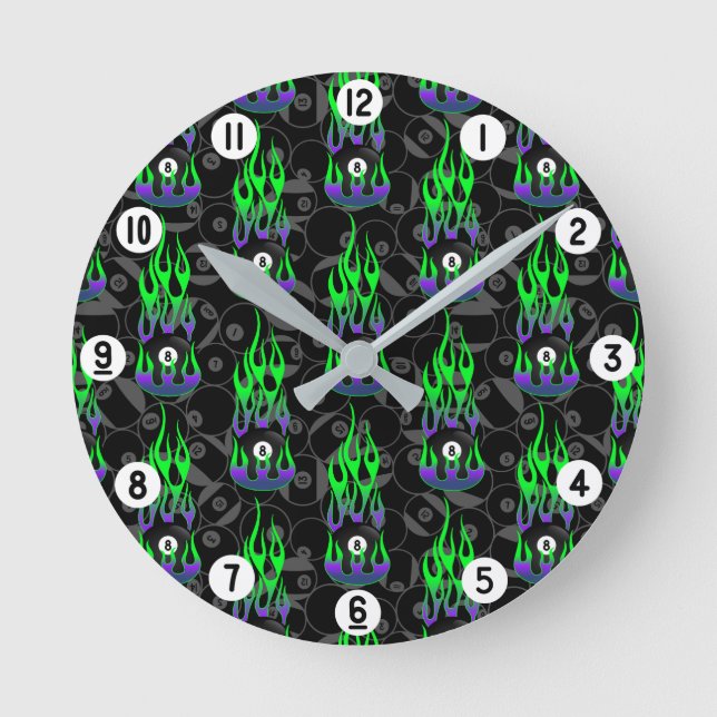 Horloge Ronde Neon Green Huit Ball (Recto)