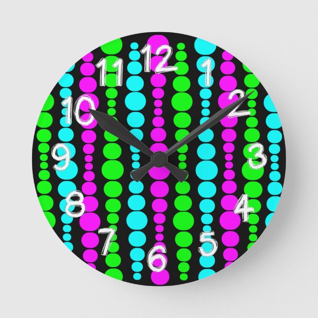 Horloge Ronde Neon Modern Rectangles (Recto)
