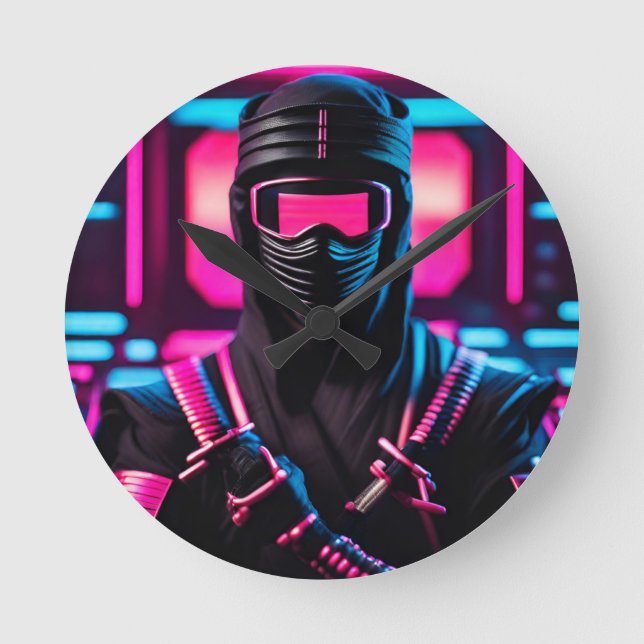 Horloge Ronde néon ninja (Recto)