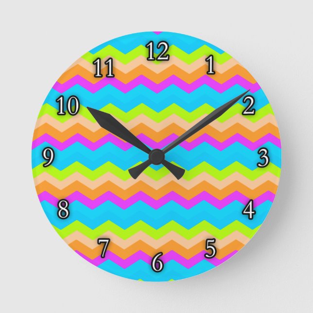 Horloge Ronde Neon Rainbow Zigzag (Recto)
