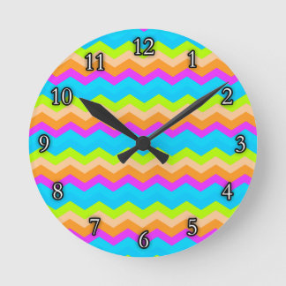 Horloge Ronde Neon Rainbow Zigzag