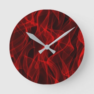 Horloge Ronde Neon Red Curvy Line Abstrait Motif