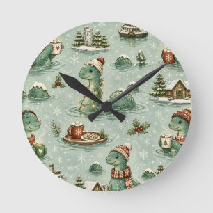 Horloge Ronde Nessie de Noël Monstre du Loch Ness Confortable Cr
