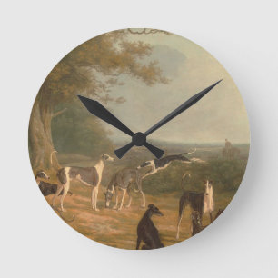 Horloge Ronde Neuf Greyhounds Dans Un Paysage Jacques Laurent