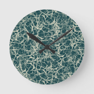 Horloge Ronde Neurons de réseautage sur Turquoise - motif transp