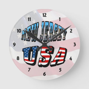 Horloge Ronde New Jersey Picture and USA Text Clock