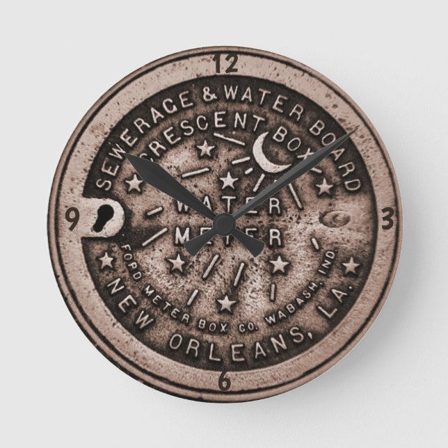 Horloge Ronde New Orléans Water Mètre Clock, add text (Recto)