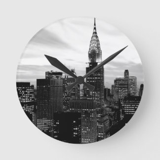 Horloge Ronde New York noir et blanc