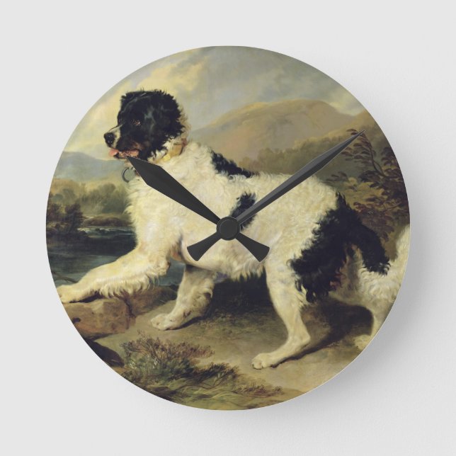 Horloge Ronde Newfoundland Dog Called Lion, 1824 (oil on canvas) (Recto)