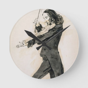 Horloge Ronde Niccolo Paganini (1782-1840) jouant le violon, 1