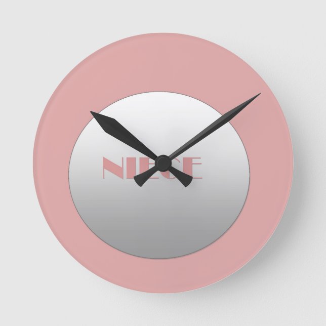 Horloge Ronde Nièce Rose Et Argent (Recto)