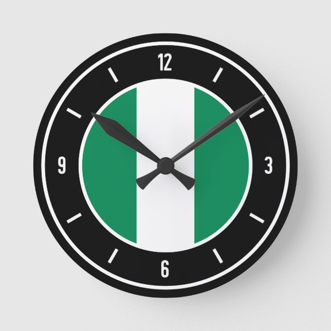Horloge Ronde Nigeria Drapeau élégant (Recto)