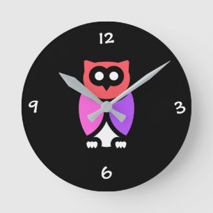 Horloge Ronde Night Owl, Beau rose & rouge, Pop Art Abstrait