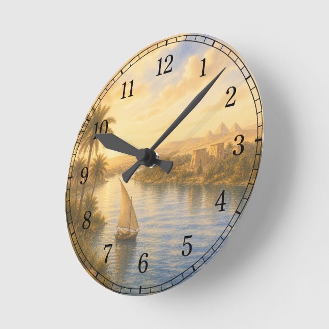 Horloge Ronde Nile River Wall Clock — Landscape Design (Angle)