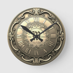 Horloge Ronde N'importe quelle année Vintage Gold Look rond Cloc