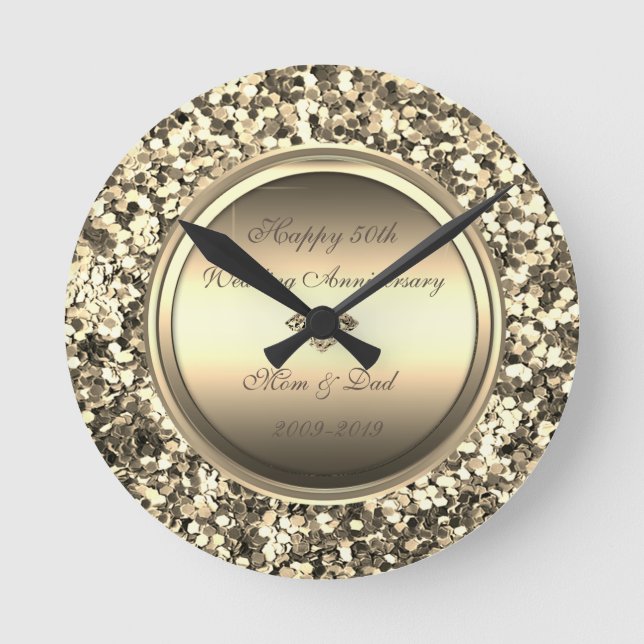Horloge Ronde Noces de diamant 50e anniversaire de mariage (Recto)
