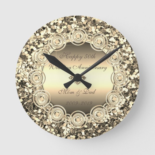 Horloge Ronde Noces de diamants  50e anniversaire de mariage (Recto)