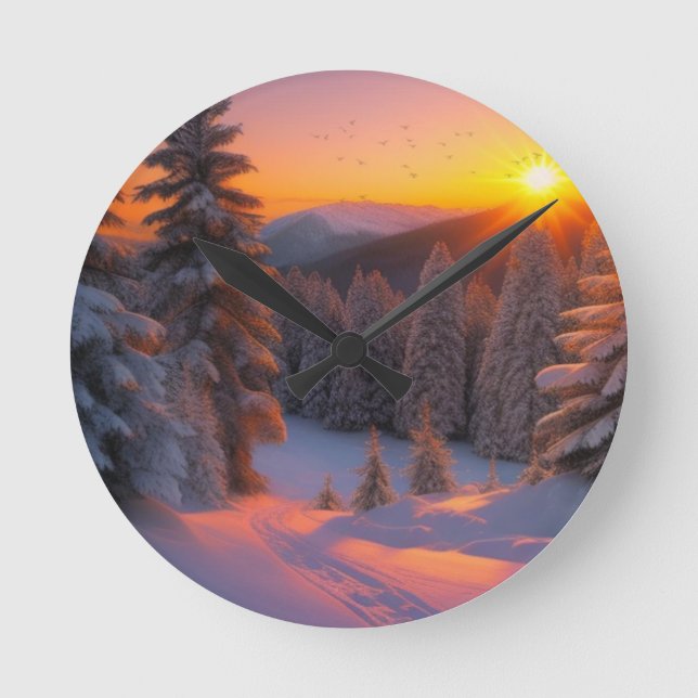 Horloge Ronde Noël au coucher du soleil (Recto)
