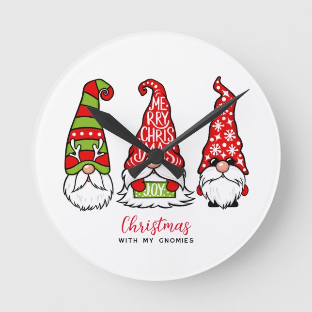 Horloge Ronde Noël Avec Mes Gnomes (Recto)