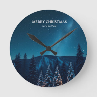 Horloge Ronde Noël avec phases lunaires célestes, nuit d'hiver