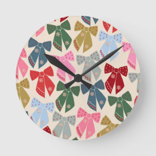 Horloge Ronde Noël Bows Coquette