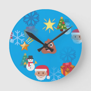 Horloge Ronde noël de poop émoji