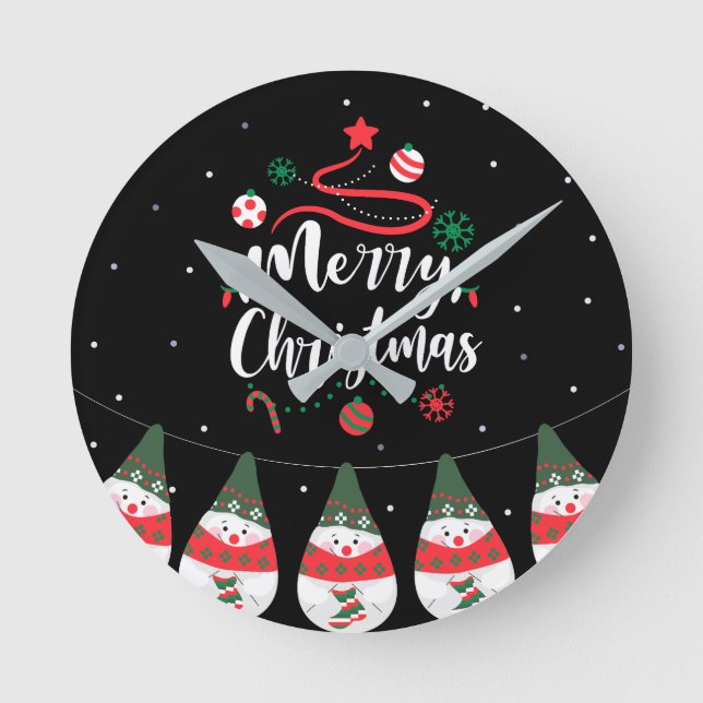 Horloge Ronde Noël Jingle Bells Joyeuse Salutations Collection (Recto)