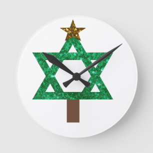 Horloge Ronde noël mukkah arbre de noël