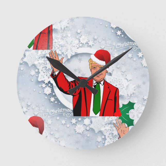 Horloge Ronde noël père Noël donald trump (Recto)