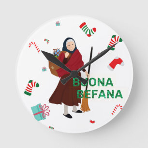 Horloge Ronde noël sorcière buona Befana