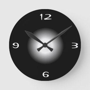 Horloge Ronde Noir avec blanc >Horloge murale à motif simple