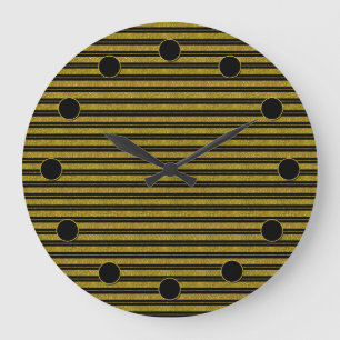 Horloge Ronde Noir avec Parties scintillant or Bandes Grande hor