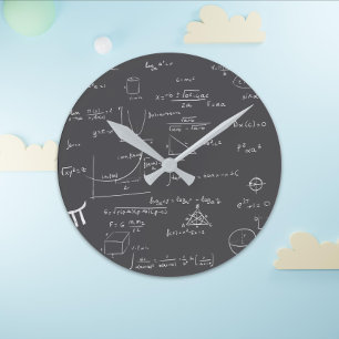 Horloge Ronde Noir Blanc Chalckboard équations mathématiques aca