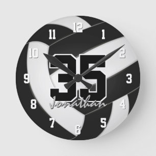 Horloge Ronde noir blanc équipe couleurs joueurs nom volley