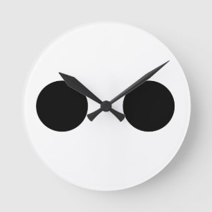 Horloge Ronde Noir Blanc Funky Mignonne Visage Yeux Cool Personn