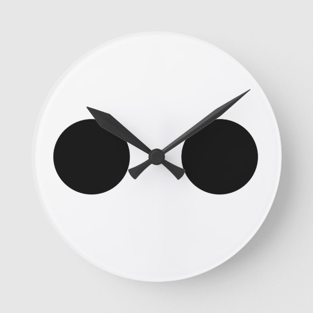 Horloge Ronde Noir Blanc Funky Mignonne Visage Yeux Cool Personn (Recto)