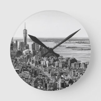 Horloge Ronde Noir blanc New York City Skyline